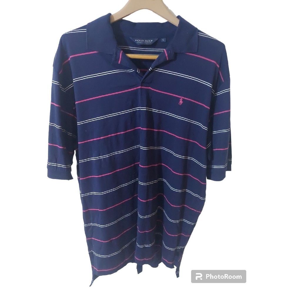 Polo Golf Ralph Lauren L Blue Pink/white Stripes‎